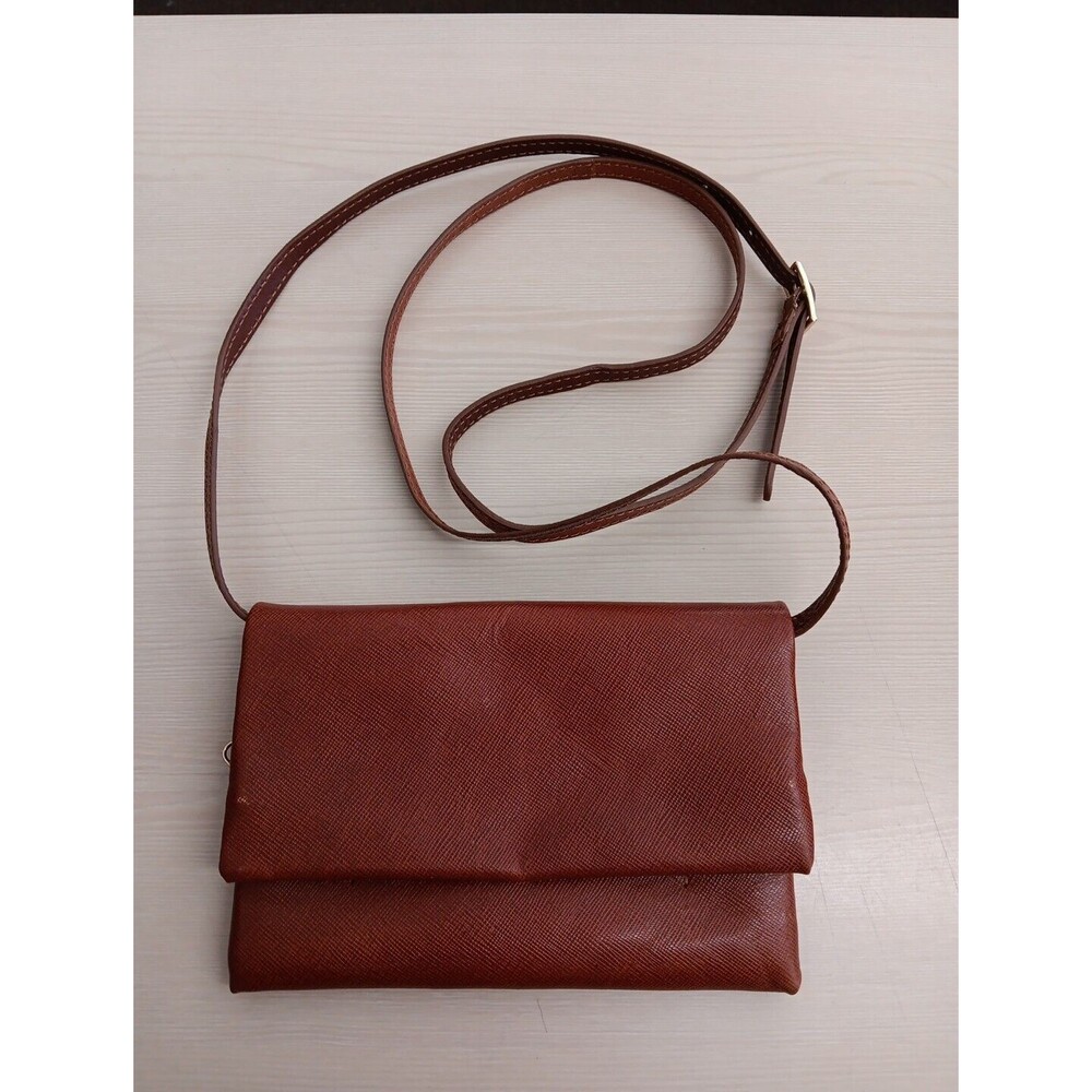 Misuri Firenze Crossbody Wallet Brown Leather Adjustable Made In Italy EUC